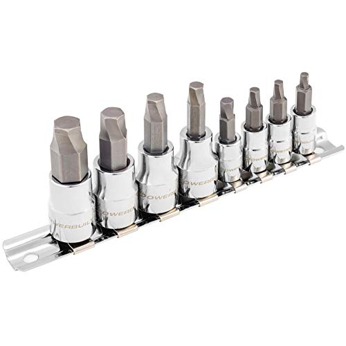 Powerbuilt 240093 8 Piece Zeon SAE Hex Bit Socket Set - with use for Damaged Fasteners, Standard, Rusted, Rounded Bolts,Size from 1/8