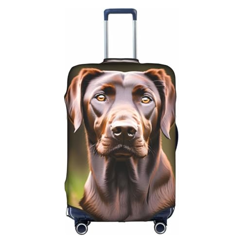 Brown Labrador Retriever Print Practical Elastic Washable Travel Luggage Cover with Concealed Zipper for Suitcases