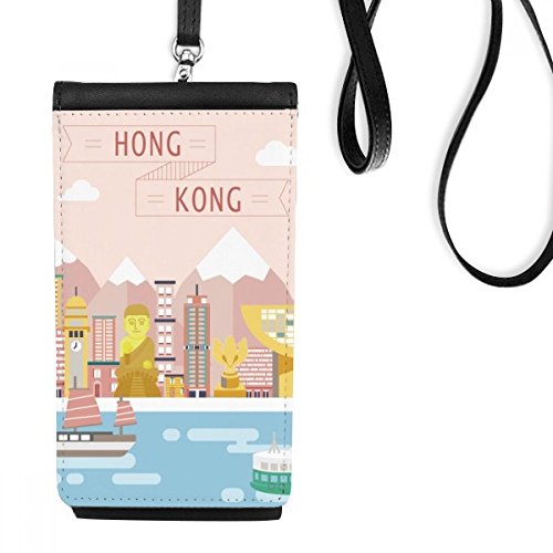 Hanging téléphone en faux cuir noir pour vos sorties et voyages