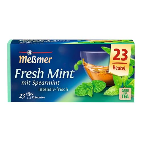 Meßmer Fresh Mint mit Spearmint | 23 Teebeutel | Intensiv-frisch | Vegan | Glutenfrei | Laktosefrei