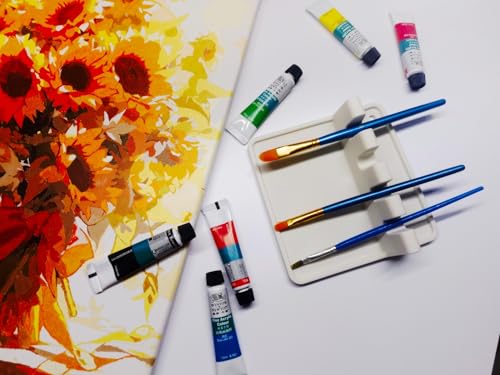Image of Small Paint Brush Holder,Silicone Paint Brush Rest with 4 Slots,Coloring Brush Organizer Display Stand for Watercolor Acrylic Oil Painting Brushes Storage (Silicone 2pack)
