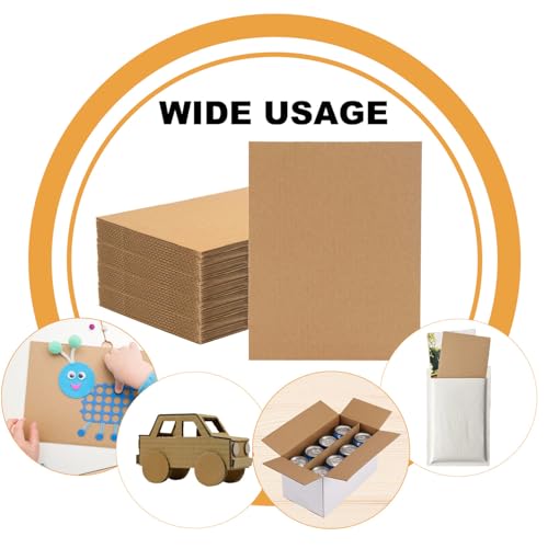 Image of 50 Pack 12x12 Inch Brown Corrugated Cardboard Sheets, Corrugated Cardboard Filler Insert Sheet Pads for Mailing, Pack Shipping, Cardboard Backing, Craft Card Board