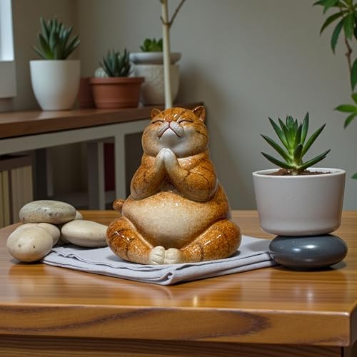 Image of AUGEN Polyresin Kitten Praying Statue Showpiece for Home Decor Decoration and Gifting (1767F1, 10.5cm)