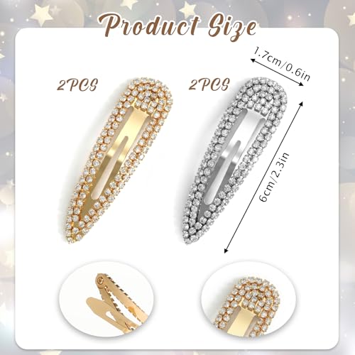 4 piezas pinzas de cabello con cristales brillantes miniatura 2