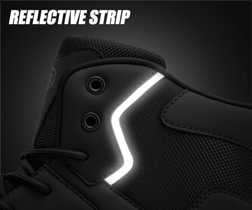 Image of LARNMERN Steel Toe Work Boots Men Waterproof Non Slip Shoes Comfortable Lightweight Side Zipper Industrial Safety 6 Inch Boots 51763 (10 Men, Black)