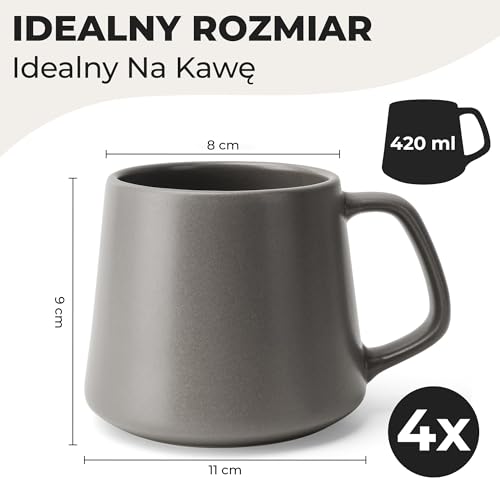 MIAMIO - Zestaw Filiżanek do Kawy (Zestaw 4) / Duże Ceramiczne Filiżanki do Kawy (420 ml) - Filiżanka do Cappuccino, Herbaty, Espresso - Odporny na Mikrofalówki (Klasyczny pastel)