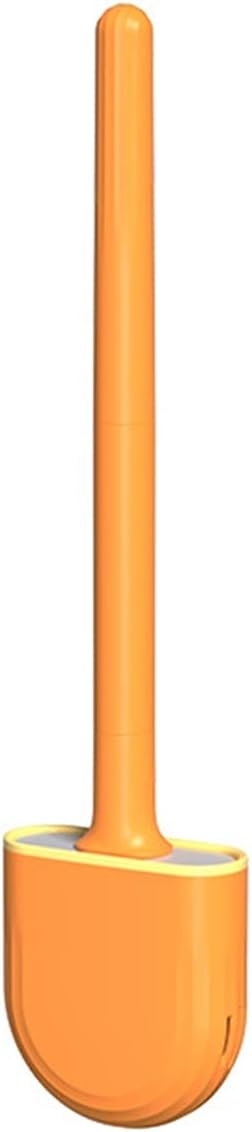 INPETS Silicone Toilet Brush Holder Set Non-Slip Handle Cleaning Brush Wall-Mounted Cleaning Tool Bathroom Accessories Set (Color : Orange)