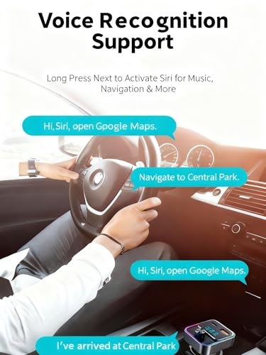 Image of TISONNY Car Bluetooth 5.3 FM Transmitter for Old Cars, 30W PD & 18W QC3.0 Fast Charger, Hands-Free Calling, Voice Assistant, LED Light