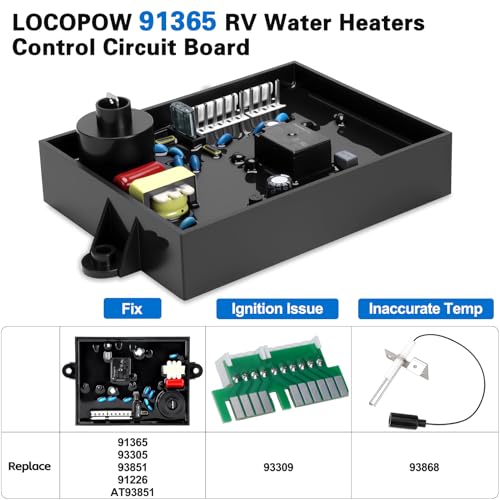 Image of LOCOPOW 91365 93305 RV Water Heater Control Circuit Board Part for Atwood Water Heaters GCH6A-10E GC6AA-10E WH-6GA WH-10GEA Replace 91226 93305, 93851, AT93851 With Igniter Spark & Sensor Electrode