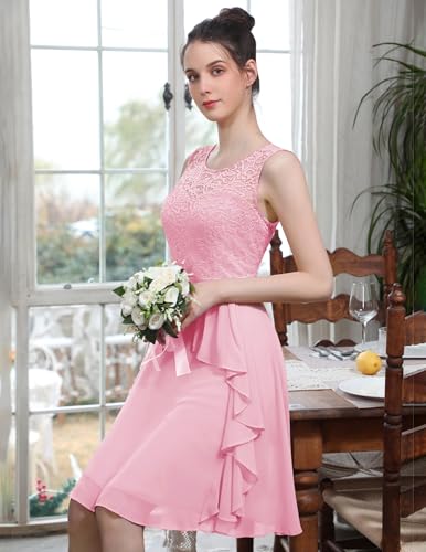 Image of BeryLove Womens Boat Neck A Line Sleeveless Lace Formal Homecoming Dress