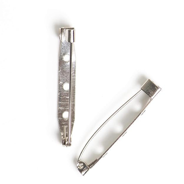 Image of 38MM 100PCS - 3 Hole Metal Brooch Pin, Lock Pins, Backs Safety Clasp Brooch Pin, Jewelry Pins for DIY Craft Making