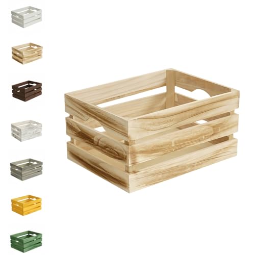 Zekono収納ボックス 大容量 アンティーク調 インテリア 木箱 コンテナ おしゃれ レトロ風 天然木 (大きいサイズ 40×30×20cm 内角,チャコール)