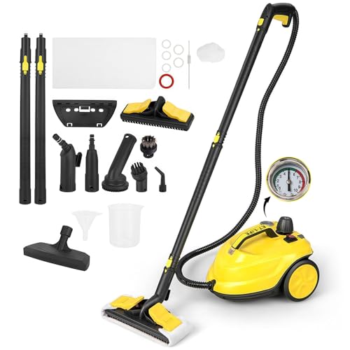 Upgraded 2000W High Pressure Steam Cleaner 5 Bar Steam Cleaner with Pressure Gauge 2L Stainless Steel Tank 13-Piece Accessories Chemical-Free Cleaning for Floors Tile Kitchen Car & Sofa