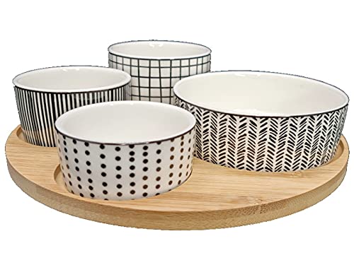 meindekoartikel Modernes Servierset mit 4 Schalen und Tablett - Snack...