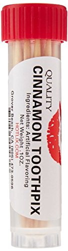 HOTLIX TOOTHPIX Cinnamon & Mint Toothpicks .16 oz (14-16 stix per tube) Variety Set - 5 Tubes of Each (10 Tubes Total) with a Jarosa Bee Organic Peppermint Lip Balm by Jarosa Gifts