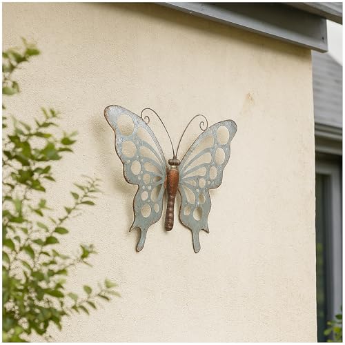 HTI living Metall Wanddekoration Schmetterling 44x35 cm dekorativ Vintage Look Gartenfigur Falter