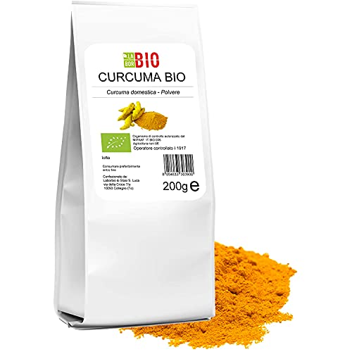 Curcuma in polvere Bio macinata fine 200 g 100% Naturale Vegan Gluten free - Cucina salutare Tisane - LaborBio