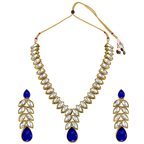 Image of Peora Traditional Crystal Necklace & Jewellery Set Gift for Women