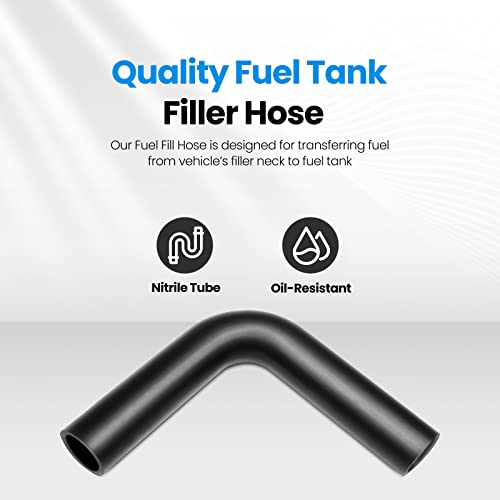 Image of Gasoline Fuel Filler Neck Hose with 4 Hose Clamps,1 inches Inside Diameter Fuel Hose, Reinforced Gas tank filler hose (90 degree, 1 inch ID)