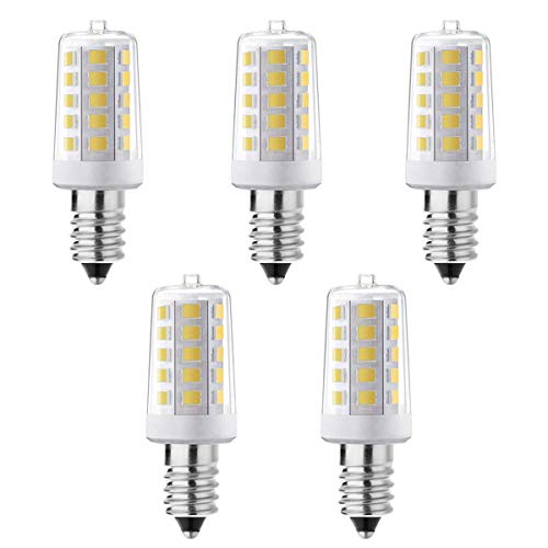 E12 LED Bulb 4W C7 Bulb Equivalent to E12 Halogen Bulb 40W, Cool White 6000K,120V E12 Candelabra Light Bulbs for Ceiling Fan, Chandelier, Porch, Sewing Machine, Dryer, Mirror( 5 Count)