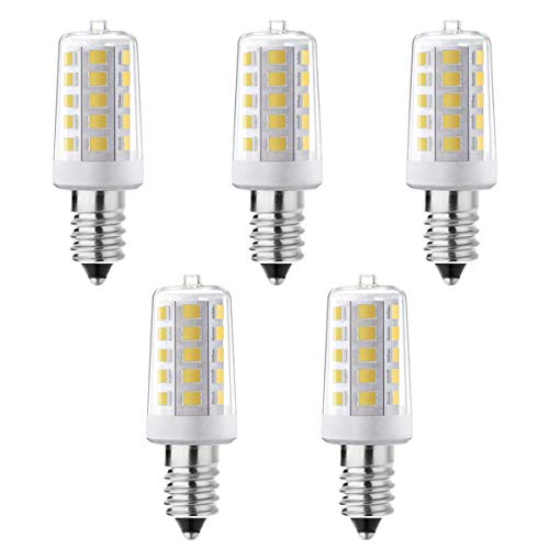 E12 LED Bulb 4W C7 Bulb Equivalent to E12 Halogen Bulb 40W, Cool White 6000K,120V E12 Candelabra Light Bulbs for Ceiling Fan, Chandelier, Porch, Sewing Machine, Dryer, Mirror( 5 Count)