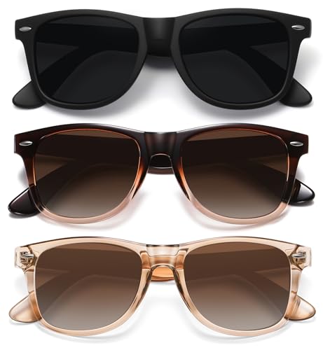 MEETSUN Polarized Sunglasses for Women Men Classic Retro Trendy Driving Sun Glasses UV400 Protection (3 Pack)