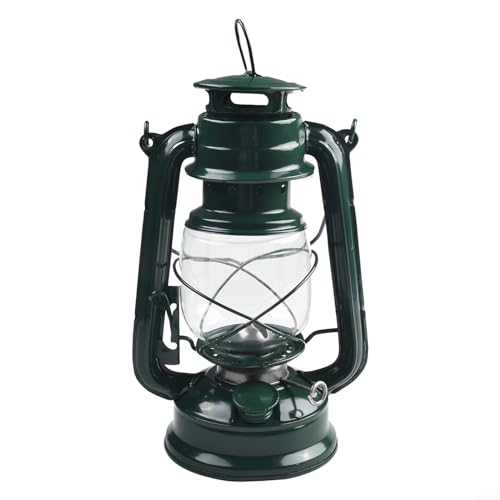 Lampes à pétrole rétro, lampe à huile vintage avec poignée, lanternes de table à huile pour la maison, le jardin, le camping à la citronnelle (Vert-25CM)