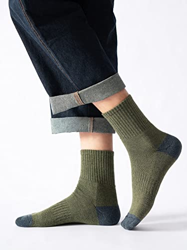 UNICOLD 5/6 Pairs Pack Solid Crew Calf Socks For Men Breathable Casual Multi-Colored US Size 7-123