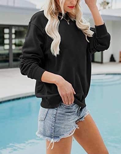 Image of Women's Fall Long Sleeve Pullover Tops Casual Round Neck Sweatshirt