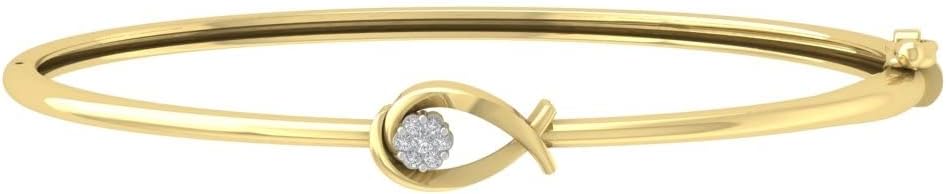 10K Gold or Silver Diamond Bangle Bracelet (1/15 Cttw, I-J Color, I2-I3 Clarity), 7"