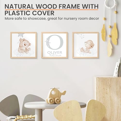 Image of upsimples 12x12 Picture Frame Solid Wooden, Nursery Decor, 1Pack Natural | 100% Solid Wood, Fit 8x8 with Mat and 12 x 12 Square Photo, Wall Decor or Tabletop Display, Safe For Nursery Kids Room