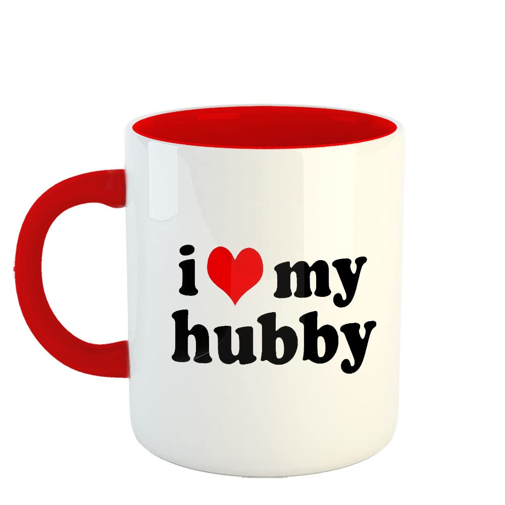 YaaNaa - Printed Valentine Day Coffee Mug - I Love My Hubby, Valentine Gifts for Boys, Girls, Friends, Relatives, Loved Ones, Coffee Lovers, R3889-RD