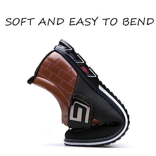 Image of Veslexth Men Casual Driving Sneakers Loafers Breathable Comfort Walking Wing Tips Lace Up Luxury Leather Shoes for Male Business Work Office Dress Outdoor