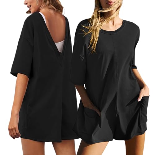Rompers moda sexy monos sin espalda casuales tipo mono corto negro de verano