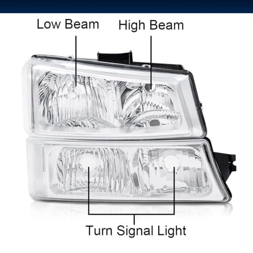Image of GRAND ORANGE Headlight Assembly Compatible with Chevy Silverado 1500 2500 3500 HD Models 2003-2006, Fit Chevy Avalanche 1500 2500 2003-2006 Headlights (Fit No Cladding only) GM250222, GM2503224