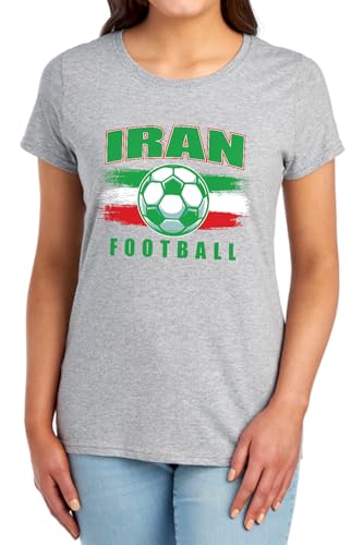 Popfunk Iran World Football Fan Flag Pride Soccer Ball Womens T Shirt Athletic Heather Medium