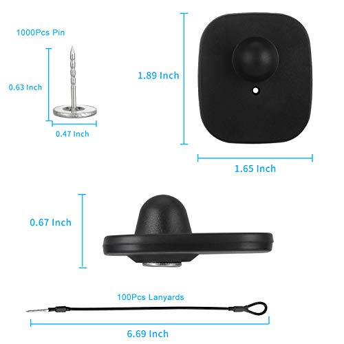 Leagerous CLOTH TAGS BLACK-1K 1000 Pieces Hard Clothing Security Tags 8.2Mhz Rf Frequency, Retail Security Clothes Tag thumb #2