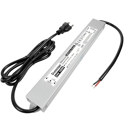 Image of 100W LED Driver 24V Power Supply 8.3A 24VDC Low Voltage Transformer | IP67 Waterproof, ETL Listed, 110V 120V AC to 24 Volt DC Converter, Plug with 4.4ft Cord for Outdoor LED Lights and Sign