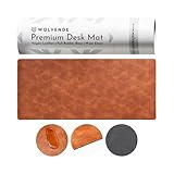 Wolvende Tapete de escritorio de piel sintética vegana envejecida de alta calidad | Almohadilla de escritorio multifuncional para oficina en casa | (Tan/Brown, 40 cm x 90 cm)