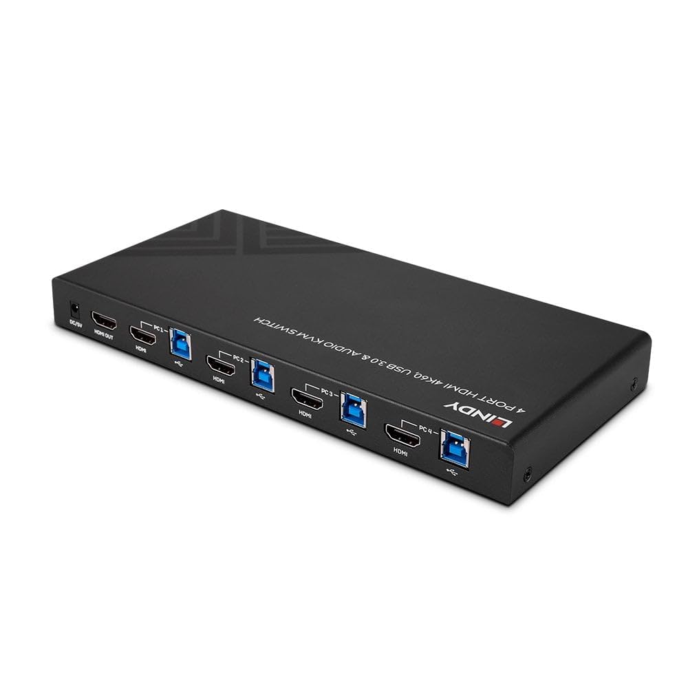 Switch KVM HDMI 4K60, USB 3.0 & Audio, 4 Ports