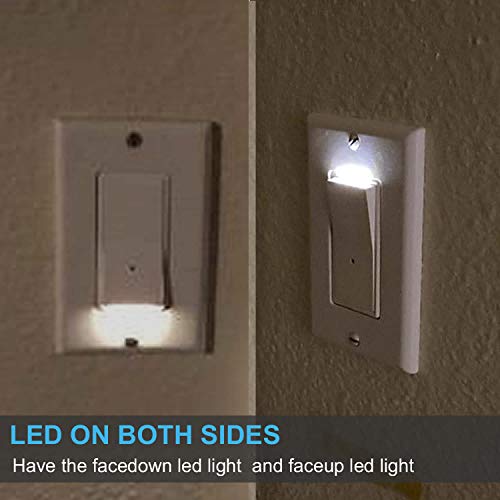 2 Pack Illuminated 3 Way Light Switch, Decora Paddle Rocker Light Switch With Led Night Light, Automatic On/Off Sensor, 15Amp 120/277Volt, White #TOP2