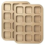 Picture of Tiawudi 2 Pack Brownie Pan, Non-stick Bakeware for Bread and Loaf, Heavy Duty Carbon Steel Mini Muffin Pan, 12-Cavity