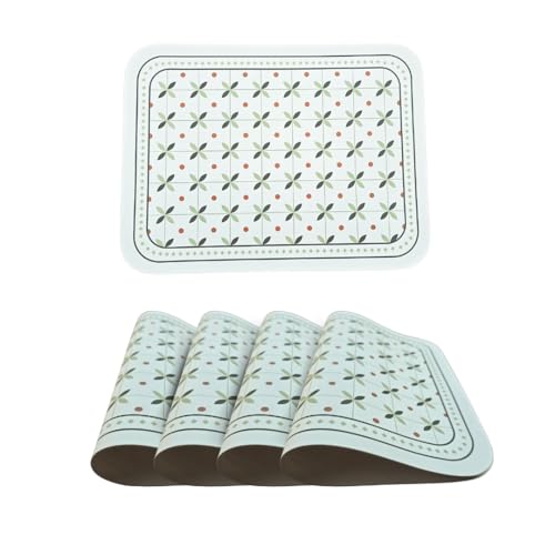Image of Faux Leather Dining Table Placemats | Heat Insulation & Stain Resistant Waterproof Non Slip Dinner Table Mats | Perfect for Home, Kitchen, Restaurant, Office (Moss Green, Set of 4)