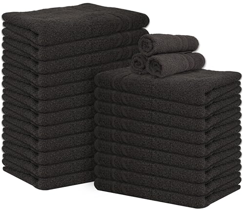 Cinara Bed & Bath Premium 100% Cotton Hand Towels Soft Quick Dry & Highly Absorbent 16x27 Inches Pack of 24 Ideal for Bathroom Salon Gym Spa & Everyday Use Charcoal Grey