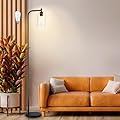 DLLT Floor Lamp Tall for Room: Black Standing Lamp with Clear Glass Lampshade for Living Room - Modern Bright Lamp for Bedroom - Industrial Corner Floor Lamps for Office 8W Led Bulb Included
