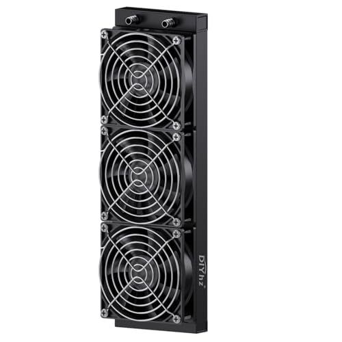 DIYhz 12 Pipe Aluminum 360mm CPU PC Laser Water Cooling Radiator - 120mm Fans, DC12V Black