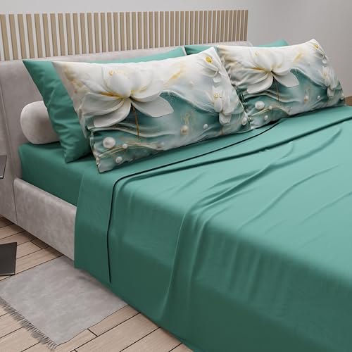 PETTI Artigiani Italiani - Coppia di Federe Cuscino 30x50 cm in Microfibra, Cuscini Arredo Camera da Letto, Divano, Salotto, Set 2 Fodere Copricuscino, Federa Floreale 06 14, 100% Made in Italy - Immagine 2
