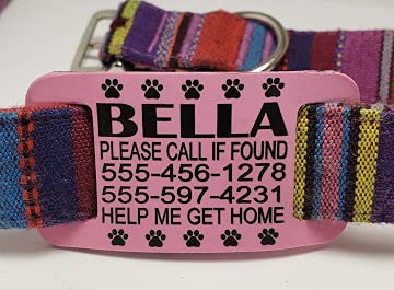 Silent Slide On Pet ID Tags - Premium Pet IDs - Safe Silicone Rubber - Custom Engraved, Waterproof for Dogs and Cats - 5 Lines of Personalized Text