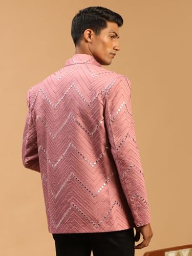 Image of VASTRAMAY Men Mirror Work Jodhpuri Jacket | Viscose Slim Fit Ethnic Wear with Mandarin Collar | Wedding & Festive Indo Western Outfit