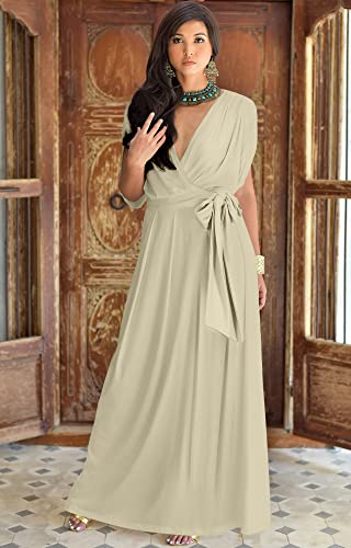 Image of KOH KOH Womens Long Sleeveless Halter Bridesmaid Wedding Guest Maxi Dress